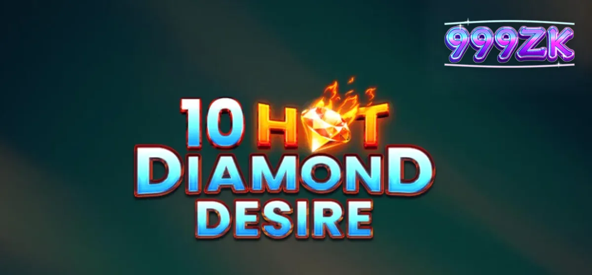 Tampilan visual slot 10 Hot Diamond Desire dengan simbol buah neon dan latar belakang permata.